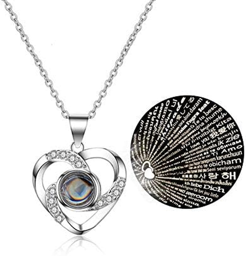 Elegant Preserved Blue Rose Gift Set with Silver-Tone Heart Necklace - A Timeless Expression of Love for Every Occasion