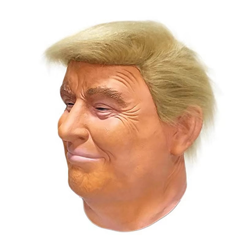 Donald Trump Mask Realistic President Latex Headgear Halloween Party Celebrity Cosplay Costume Props Yellow Wig Head Cover Mask