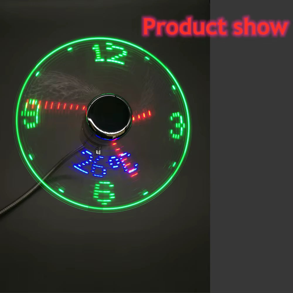 USB Gadgets Clock Fans Desk Ture Time Temperature Display with Small Night Light Metal Camping 5V Mini Fan for Summer Dropship