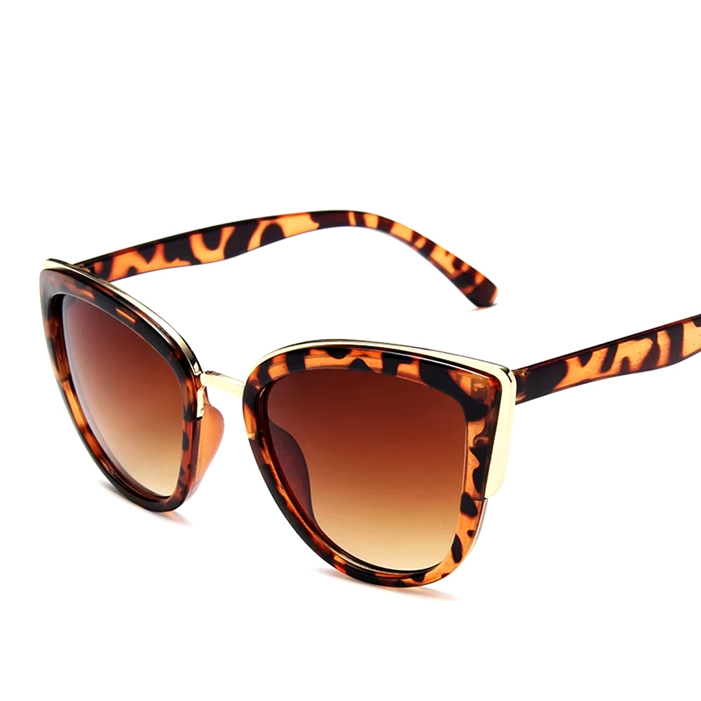 Female Retro Cat Eye Sunglasses Ultraviolet-Proof Leopard Print Sun Glasses Women Vintage Gradient Glasses Plastic Frame Eyewear