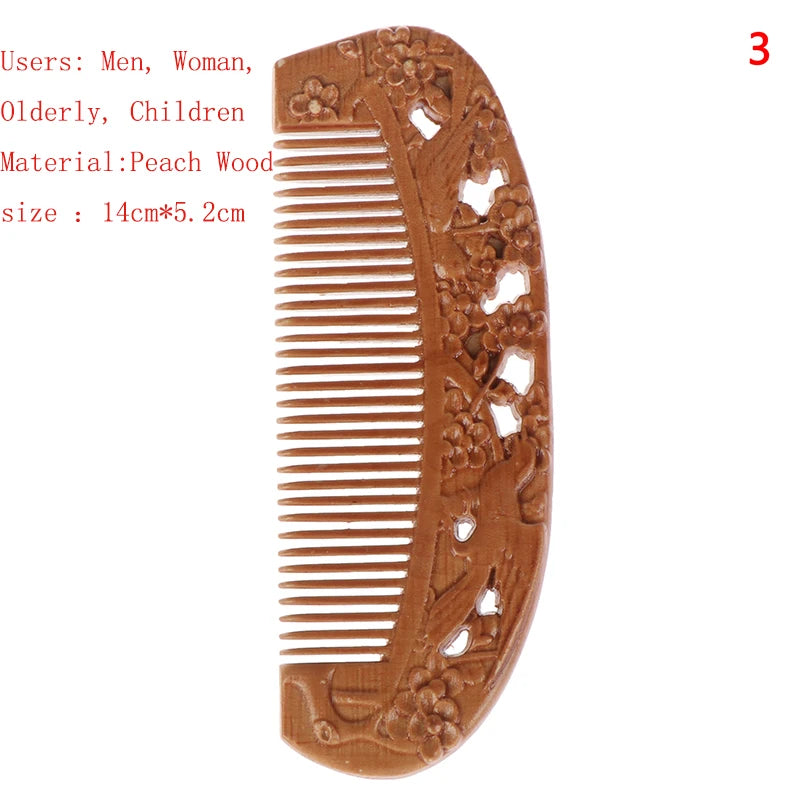 "Revitalize Your Hair with Our Natural Ebony Anti-Static Massage Comb - Portable, Wide-Toothed, and Made from Solid Wood!"