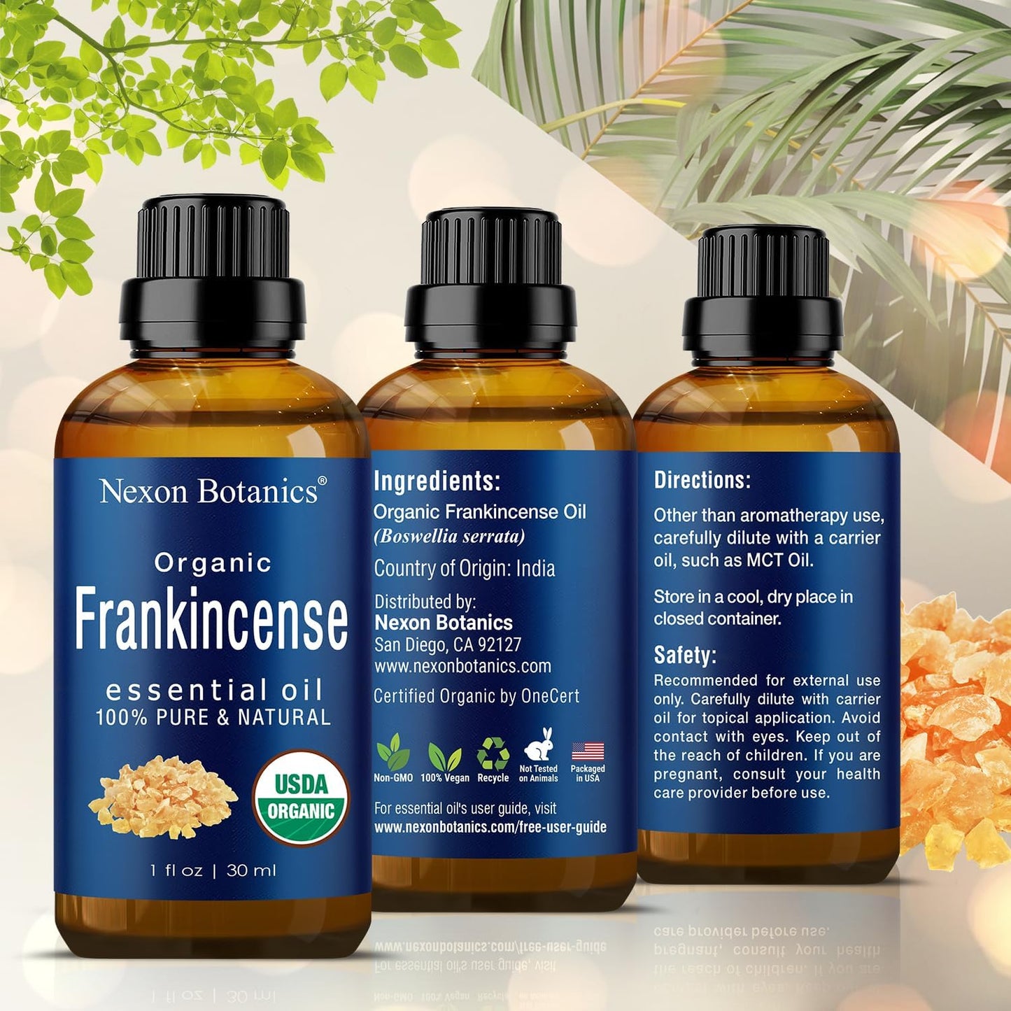 "Pure and Natural Organic Frankincense Essential Oil - Therapeutic Grade for Aromatherapy, Diffuser, and Skin & Hair Care - 30Ml"