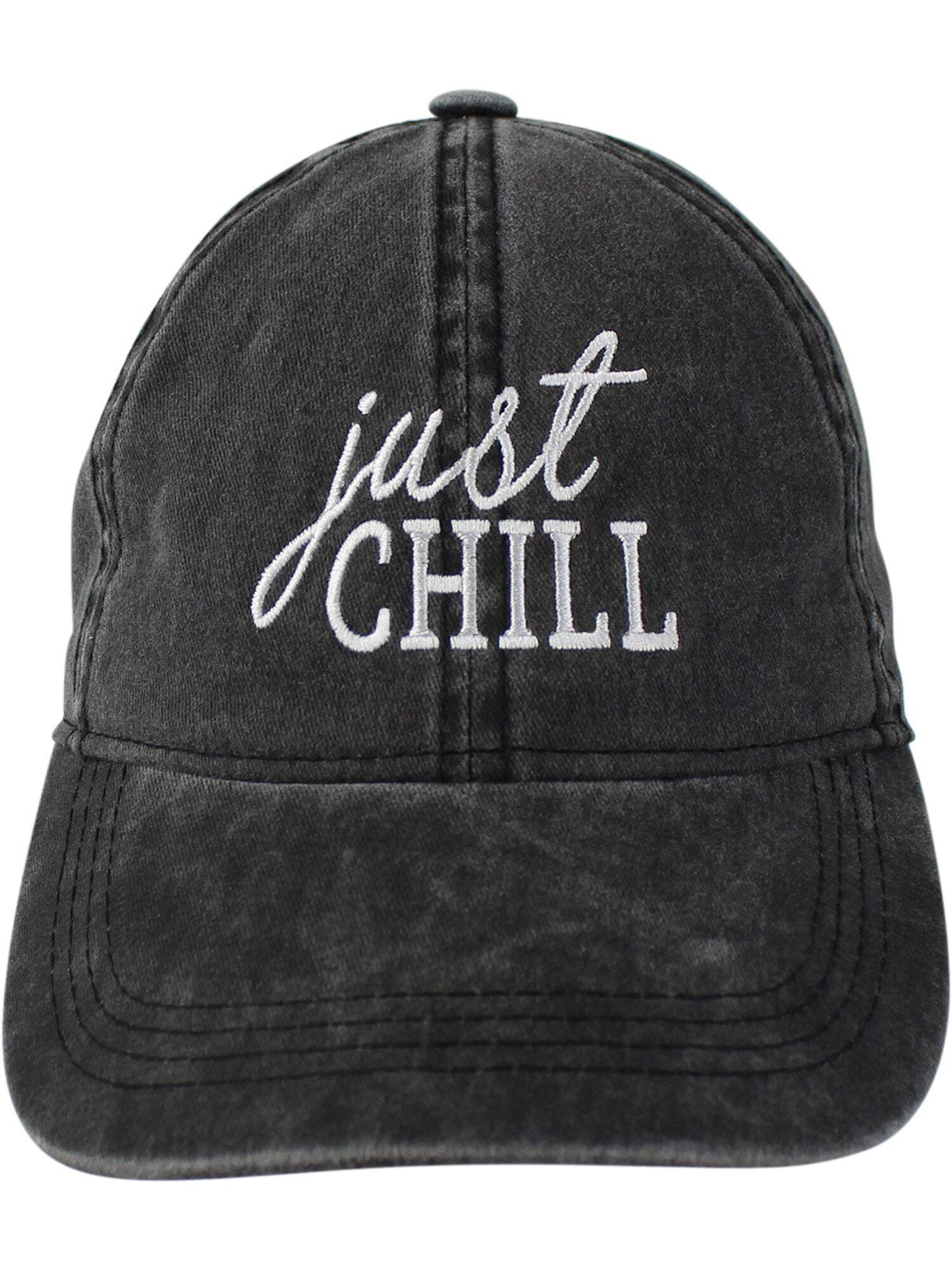 Black Just Chill Womens Cotton Baseball Cap Hat