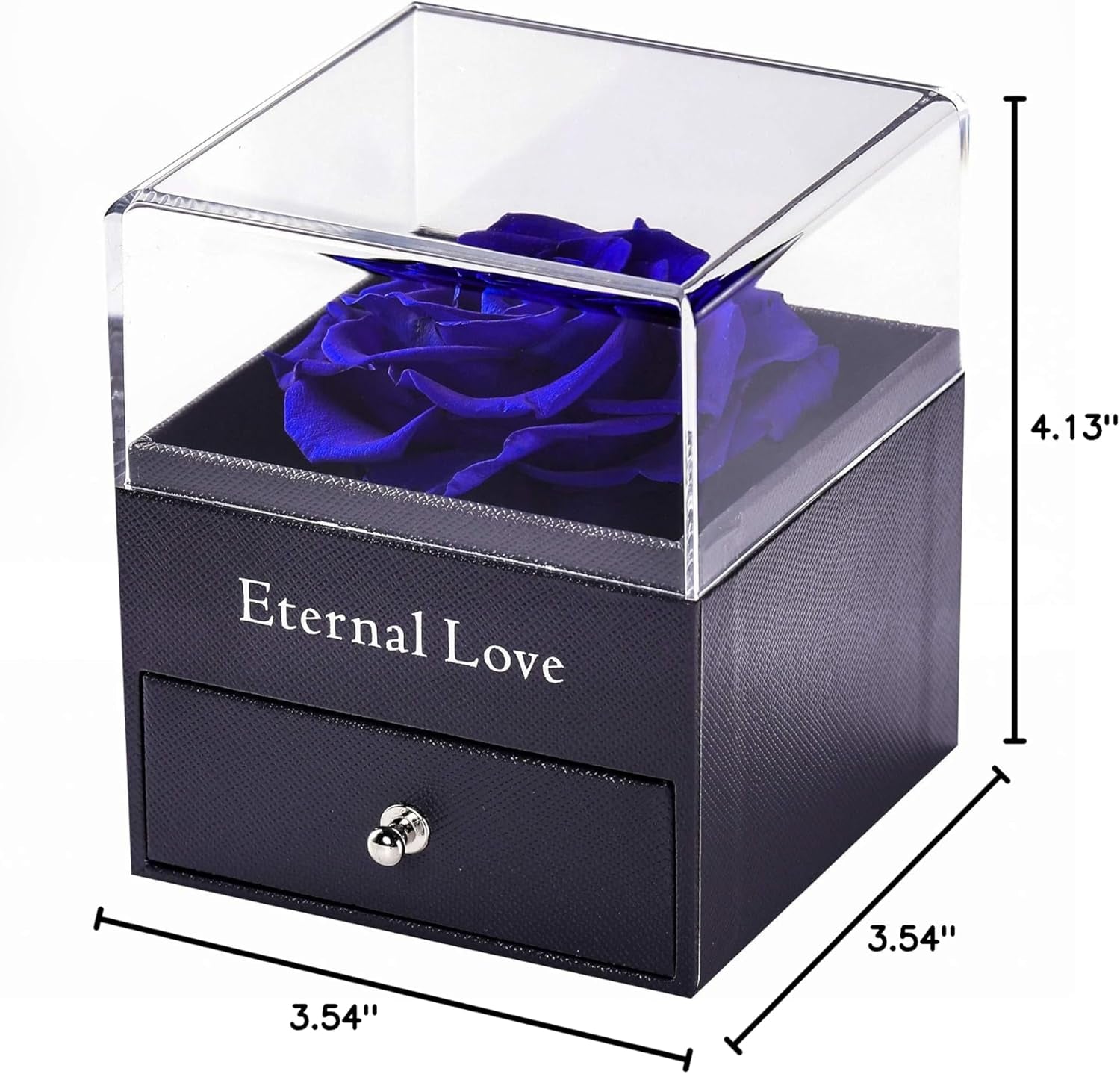 Elegant Preserved Blue Rose Gift Set with Silver-Tone Heart Necklace - A Timeless Expression of Love for Every Occasion