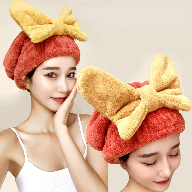 2024 New Princess Bathing Hat Thickened Dry Hair Hat Girl Women'S Water Absorbent Quick Drying Package Hair Towel Wipe Hair