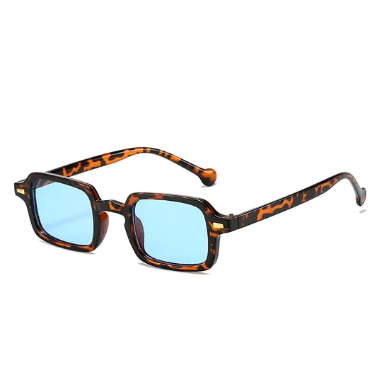 Fashion Square Sunglasses Women Retro Rivets Decoration Gradient Shades UV400 Men Leopard Blue Sun Glasses