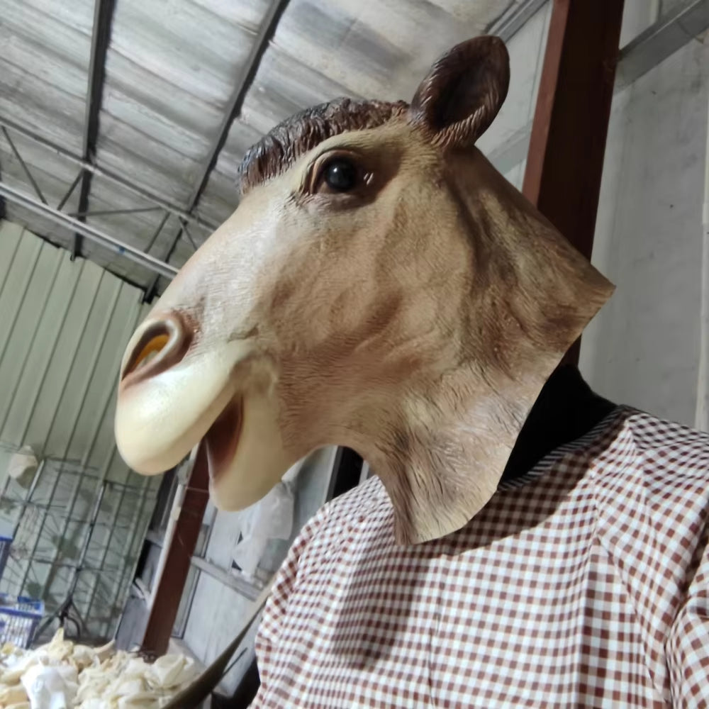 Camel Latex Mask Funny Animal Headgear Christmas Carnival Party Novelty Animal Full Head Mask Halloween Cosplay Head Cover